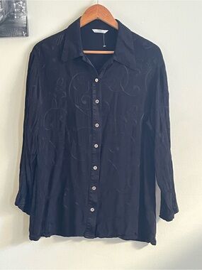 Marks & Spencer Black Long-Sleeve Button-Down Shirt